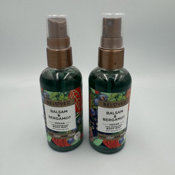 Beloved Balsam & Bergamot Fragrance Body Mist w/ Essential Oils 3 oz 2-Pack Lot - Picture 1 of 2